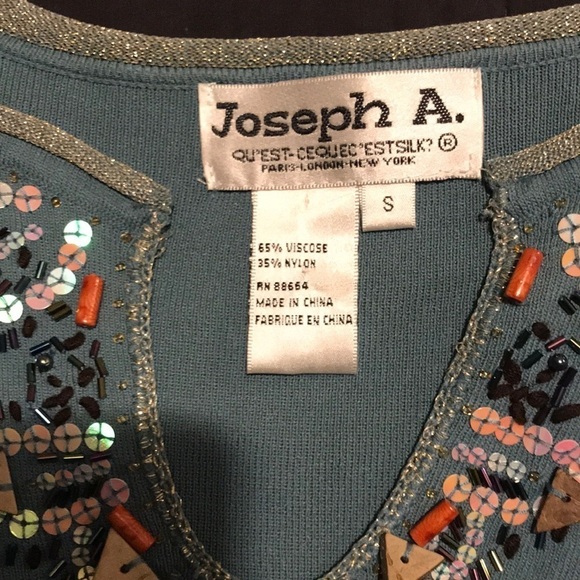 Joseph A Stretch Sequin Beaded Top S - Picture 6 of 6
